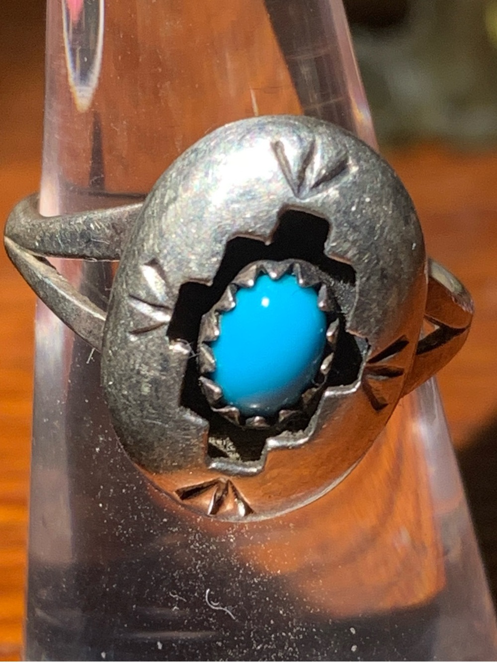 Vintage Unisex Shadowbox Turquoise Ring